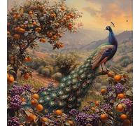 5D Diamond Painting Pavo Real Diamond Painting Adultos, DIY Manualidades Adultos Kit Punto de Cruz Fruta, Diamante Art Rhinestones Bordado Kit, Para Decoración Hogar, Regalo Mujer 80x80cm V-1185