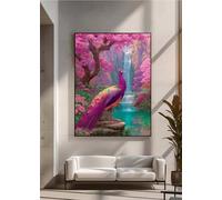 5D Diamond Painting, Pavo Real Flor Pintura de Diamante, Redondo Taladro Completo DIY Diamante Painting, Gemas Artesanía kit de Arte de Mosaico para Principiantes 100 x 200 cm PjY10690 W-7