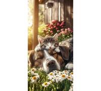 5D Diamond Painting Perro Diamond Painting Adultos Gato Dibujos Con Diamantes Manualidades Adultos Punto De Cruz DIY Strass Full Drill Round Completo Kit para Decoración Hogar, Regalo 40x80cm S-355870