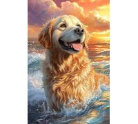 5D Diamond Painting Perro Diamond Painting Kit Mar DIY Pintura Diamante Punto de Cruz, Pintura de Diamante Art Manualidades Niña Dibujo con Diamantes, Decoración Hogar Oficinas Pared 100x150cm Q-738