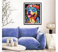 5D Diamond Painting Perro, Flor Diamond Painting Adultos, DIY Pintura Diamante Manualidades Adultos Cristal Punto de Cruz para la Decoración De Pared del Hogar, Regalos Para Mujeres 60x80cm s-4640