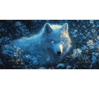 5D Diamond Painting Planta Lobo, Manualidades Adultos Pintura Diamante Adultos Principiantes Diamond Art Artesanía Kit Completo, Bordado Cristal Punto de Cruz Decor De Pared Del Hogar 50x100cm F640