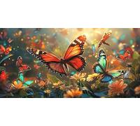 5D Diamond Painting Planta Mariposa, Manualidades Adultos Pintura Diamante Adultos Niños Diamond Art Artesanía Kit Completo, Bordado Cristal Punto de Cruz Decoración De Pared Del Hogar 50x100cm F625