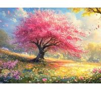 5D Diamond Painting Pradera Pintura Diamante Flores Cerezo Diamond Painting Kit Completo, Punto de Cruz Manualidades Adultos Dibujos con Diamantes Para Decoración Pared Hogar Regalo 60x80 cm E0-204