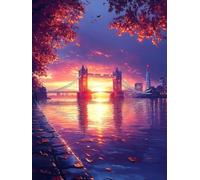 5D Diamond Painting Puente De Londres Diamond Painting Adultos OtoñO Dibujos Con Diamantes Manualidades Adultos DIY Strass Full Cuadrado Punto de Cruz Kit Completo para Decoración Hogar 60x90cm 0-8S67