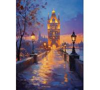 5D Diamond Painting Puente De Londres Diamond Painting Adultos RíO Dibujos con Diamantes Manualidades Adultos DIY Full Drill Round Punto de Cruz Kit Completo para Decoración Hogar, 50x80cm R-0250