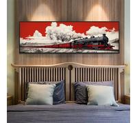 5D Diamond Painting Retro Diamond Painting Kit Completo, Tren Pintura de Diamante Kit Punto de Cruz, DIY Bordado Cuadros de Diamantes, Decoración de Pared para el Hogar Regalo 35.4x94.4 Inch/90x240 cm