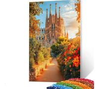 5D Diamond Painting Sagrada Familia Cathedral, Diamond Painting Niños Flor, Kit Pintura Manualidades Niños 60x80cm, DIY Pintar por números sobre lienzo con pedrería, Regalo Mujer,Decoracion Hogar K/69