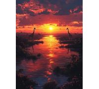 5D Diamond Painting Sunset Diamond Painting Adultos Jirafa Manualidades Adultos Dibujos Con Diamantes DIY Strass Round Full Drill Punto de Cruz Kit Completo para Decoración Hogar, 80x120cm 8-L406I