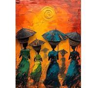 5D Diamond Painting Sunset Diamond Painting Adultos Mujeres Africanas Cuadro Diamantes Manualidades Adultos Punto De Cruz Kit Completo DIY Cuadrado Diamante Pintura Decoración Hogar 40x60cm 3-Q689Z