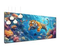 5D Diamond Painting Tigre, Diamond Painting Adultos Kit Completo Coral, Manualidades Adultos de Mosaico, DIY Cristal Art Punto de Cruz Pintura Diamante para Niños Decoracion Salon 100x200 cm T3-442