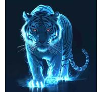 5D Diamond painting Tigre,Kit Completo de Pintura Diamante 5D animal, Pintura con Diamantes DIY para Adultos y Niños, Cuadro de Diamantes Redondo Taladro, Decoración de Pared para el Hogar (30x30cm)