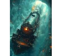 5D Diamond Painting Tren, Diamond Painting Kit Paisaje, Pintura Diamante Adultos Cuadro Diamantes Kit Bordado Principiantes DIY Round Full Drill Embroidery Kit Decorazioni Casa Pareti, 40x60cm 6-62845