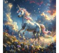 5D Diamond Painting Unicornio Diamond Painting Adultos, DIY Manualidades Adultos Kit Punto de Cruz Nube, Diamante Art Rhinestones Bordado Kit, Para Decoración Hogar, Regalo Mujer 80x80cm 8-4343