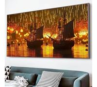 5D Diamond Painting vista nocturna Diamond Painting Adultos, Taladro Completo DIY Bote Pintura de Diamante, kit de arte de Mosaico para Principiantes y Profesionales Para Sala Decoración 50x100cm XJ-9
