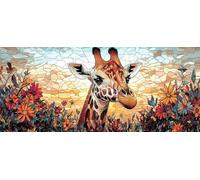 5D Diamond Painting XXL, Jirafa de flores Pintura Diamante Kit Completo Manualidades Adultos Niños Regalo, Diseño de Mosaico, arte y bordado en punto de cruz, DIY Diamond Art Kit, Regalo 60x120cm f483