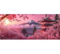 5D Diamond Painting XXL, Paisaje del Monte Fuji Pintura Diamante Kit Completo Manualidades Adultos Niños Regalo, Diseño de Mosaico, arte y bordado en punto de cruz, DIY Diamond Art Kit 40x80cm f-261