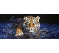 5D Diamond Painting XXL, Tigre del lago Pintura Diamante Kit Completo Manualidades Adultos Niños Regalo, Diseño de Mosaico, arte y bordado en punto de cruz, DIY Diamond Art Kit, Regalo 100x200cm f-369