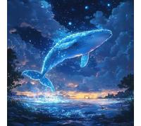 5D DIY Diamond Painting Cielo Estrellado, Diamond Painting Adultos Whale, DIY Ronda Pintura Diamante Kits, Punto de Cruz Manualidades Adultos, 5D Cuadro Diamantes Kits, Decoracion Hogar 60x60cm F-8511