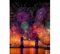 5D DIY Diamond Painting Fuegos Artificiales Diamond Painting Kit Completo Manualidades Adultos Ciudad Punto de Cruz Cristal Principiantes kit Pintura de Diamantes Decor Pared Hogar 40x50cm jz-657