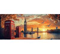 5D DIY Diamond Painting Kit Completo, El Big Ben de Londres Pintura de Diamante, DIY Cristal Pintura de Diamante para Adultos, Diamond Painting Adultos, Decoración de Pared Hogar 90x180cm h-583