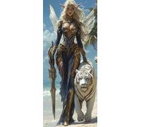 5D DIY Diamond Painting Kit Completo, Elfo sexy Tigre blanco Pintura de Diamante, DIY Cristal Pintura de Diamante para Adultos, Diamond Painting Adultos, Decoración de Pared Hogar 90x180cm h-931