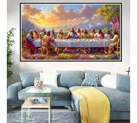 5D DIY Diamond Painting Kit Completo La última Cena Pintura de Diamantes La última Cena, Full Drill Redondo Cuadro Diamantes, Kit de Arte de Cristal para Adultos,Decoración de Pared 35 x 60 cm - Z-286