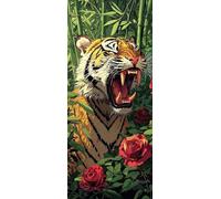 5D DIY Diamond Painting Kit Completo, Tigre de bambú Pintura de Diamante, DIY Cristal Pintura de Diamante para Adultos, Kit de Pintura de Diamante para Adultos, Decoración de Pared Hogar 30x60cm h1047