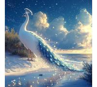 5D DIY Diamond Painting Pavo Real, Diamond Painting Adultos Cielo Estrellado, DIY Ronda Pintura Diamante Kits, Punto de Cruz Manualidades Adultos, 5D Cuadro Diamantes Kits, Regalo, 100x100cm K-3797