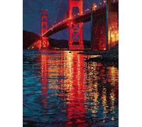 5D DIY Diamond Painting Puente Golden Gate, Diamond Painting Adultos Paisaje, DIY Pintura de Diamante Manualidades Adultos, 5D Cuadrado Pintura Diamante, Manualidades para Decoración, 60x90cm A-1338