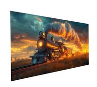 5D DIY Diamond Painting Tren, Diamond Painting Pintar por Numeros Adultos Atardecer, Kit Bordado Redondo Full Drill Pintura Diamante 70 x 140 cm, Kit Pintar Diamante como Decoracion Hogar Model-13054
