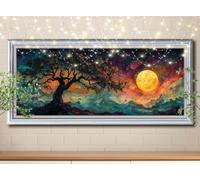 5D DIY Kit Pintura Diamante Árbol,Luna,Dibujos con Diamantes Cristal Punto de Cruz para Decoración Hogar,Diamond Painting Kit Completo,Puzzle Diamantes Manualidades para Adultos 100x250cm 59E-675