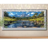 5D DIY Kit Pintura Diamante Arroyo,Paisaje,Dibujos con Diamantes Cristal Punto de Cruz para Decoración Hogar,Diamond Painting Kit Completo,Puzzle Diamantes Manualidades para Adultos 80x200cm 59E-6388