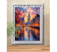 5D DIY Kit Pintura Diamante Londres,Paisaje,Dibujos con Diamantes Cristal Punto de Cruz para Decoración Hogar,Diamond Painting Kit Completo,Puzzle Diamantes Manualidades para Adultos 30x40cm C292