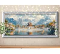 5D DIY Kit Pintura Diamante Palacio,Lago,Dibujos con Diamantes Cristal Punto de Cruz para Decoración Hogar,Diamond Painting Kit Completo,Puzzle Diamantes Manualidades para Adultos 50x125cm 58Y-3052