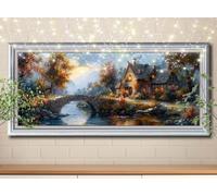 5D DIY Kit Pintura Diamante Puente,Cabaña,Dibujos con Diamantes Cristal Punto de Cruz para Decoración Hogar,Diamond Painting Kit Completo,Puzzle Diamantes Manualidades para Adultos 40x80cm 59E-6334