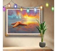 5D DIY Pintura de Diamante Estrella de Mar,Kit Completo de Diamond Painting para Adultos,Atardecer Arte de Diamante con Taladro Completo,Bordado de Diamantes para Decoración del Hogar 40x30cm 58F-1962