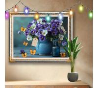 5D DIY Pintura de Diamante Jarrón,Kit Completo de Diamond Painting para Adultos y Niños,Paisaje Arte de Diamante con Taladro Completo,Bordado de Diamantes para Decoración del Hogar 133x100cm 58F-2169