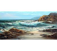 5D DIY Pintura de Diamante, paisaje costero Diamond Painting Taladro Completo Kit, Bordado de Diamantes Cristal Art Cuadros de Diamante para Niños Adultos, Decoración de Pared del Hogar 40x80cm