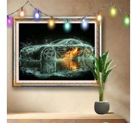 5D DIY Pintura de Diamante Paisaje,Kit Completo de Diamond Painting para Adultos,Coche Deportivo Arte de Diamante con Taladro Completo,Bordado de Diamantes para Decoración del Hogar 133x100cm 58F-1329
