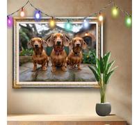 5D DIY Pintura de Diamante Paisaje,Kit Completo de Diamond Painting para Adultos,Perro Salchicha Arte de Diamante con Taladro Completo,Bordado de Diamantes para Decoración del Hogar 133x100cm 58F-1409
