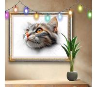 5D DIY Pintura de Diamante Paisaje,Kit Completo de Diamond Painting para Adultos y Niños,Gato Arte de Diamante con Taladro Completo,Bordado de Diamantes para Decoración del Hogar (70x50cm) 58F-2484