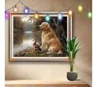 5D DIY Pintura de Diamante Perro,Kit Completo de Diamond Painting para Adultos y Niños,Pato Arte de Diamante con Taladro Completo,Bordado de Diamantes para Decoración del Hogar (70x50cm) 58F-1724