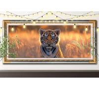 5D DIY Pintura de Diamante Tigre Pequeño,Kit Completo de Diamond Painting para Adultos,Animales Arte de Diamante con Taladro Completo,Bordado de Diamantes para Decoración del Hogar 40x80cm 61F-6004