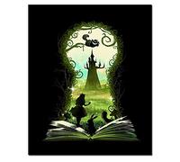 5D DIY Pintura Diamante Kit Alicia El País Las Maravillas Redondo Full Drill Rhinestone Adultos Punto Cruz Bordado Diamond Painting Decoración De La Pared Del Hogar Manualidades 25x30cm/10X12in A710