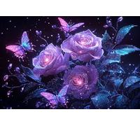 5D Flor Diamond Painting Art, Mariposa Diamante Kit Manualidades Adultos, Diamond Painting Niños Kit, Cristal Bordado Punto de Cruz Pintura de Diamante, Para Decoración Del Hogar 50x70cm -37177