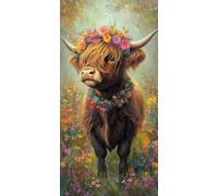 5D Ganado de tierras altas Diamond Painting, Diamonds Painting Kit Completo, Diamond Art Kit Manualidades Adultos DIY Cristal Pintura De Diamante, Paintings Para Decor De Pared Del Hogar 30x60cm b-192