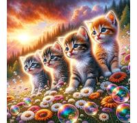 5D Gatos Burbuja Diamond Painting Kit Completo,diamond painting Art kit para Adultos,DIY Round Cristal Pintura de Diamante Bordado Punto de Cruz Manualidades Hogar para Decoración Hogar 80x80cm