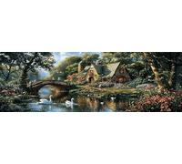 5D Grande Diamond Painting 100 x 300 cm, DIY Manualidades Adultos Pintura de Diamantes, Diamond Art Cuadros, Punto Cruz Bordado Cristal, Estrás, Manualidades para Decoración, Cabaña Cisne TU0N13