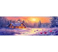 5D Grande Diamond Painting 35 x 105 cm, DIY Manualidades Adultos Pintura de Diamantes, Diamond Art Cuadros, Punto Cruz Bordado Cristal, Estrás, Manualidades Decoración, Cabaña Invierno TU0N-100